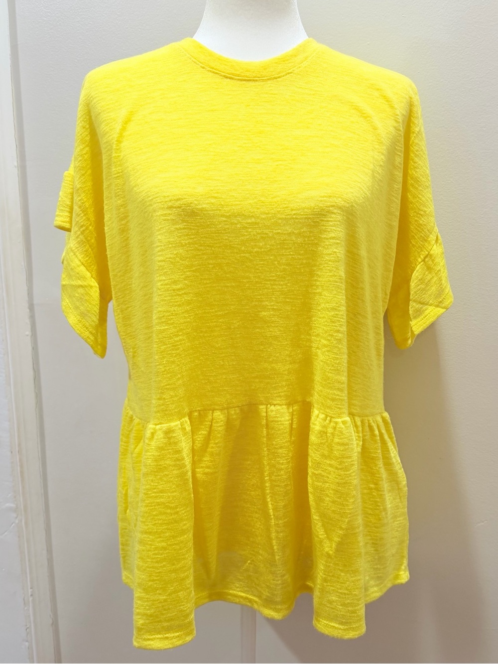 Cherish Bright Yellow Peplum Top
